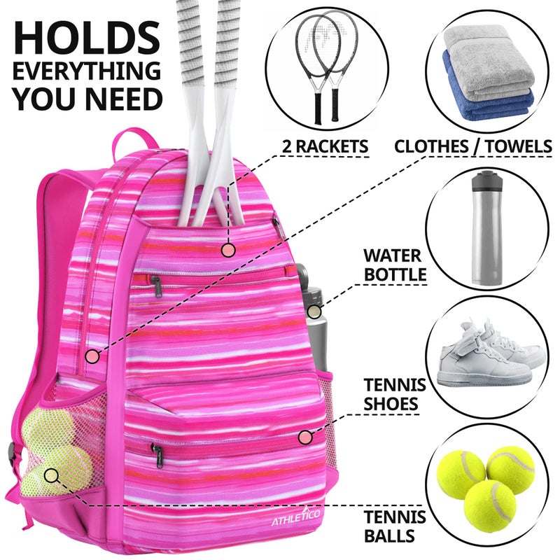 Athletico Compact City Tennis Backpack (Pink) - Image 4